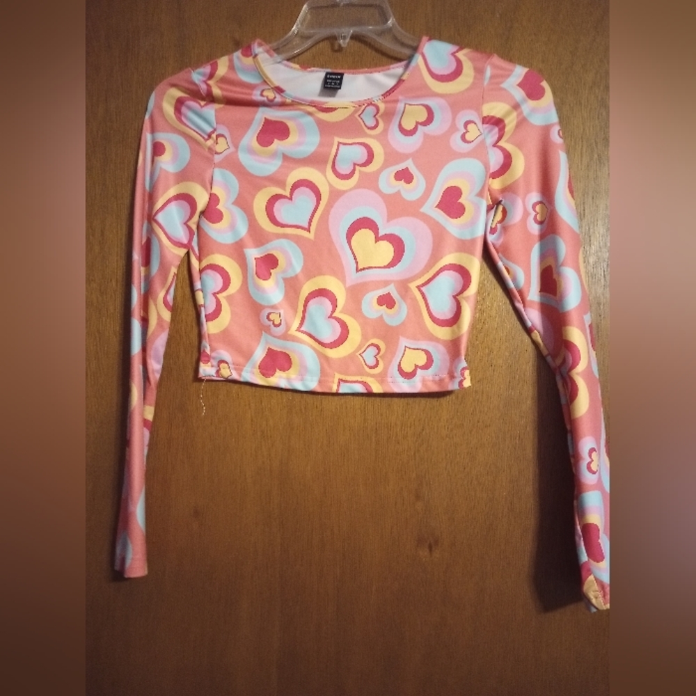 Pink cropped long-sleeve tee